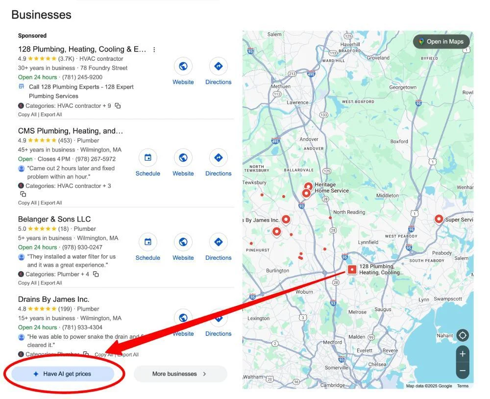 A Google result with a Have AI get prices button