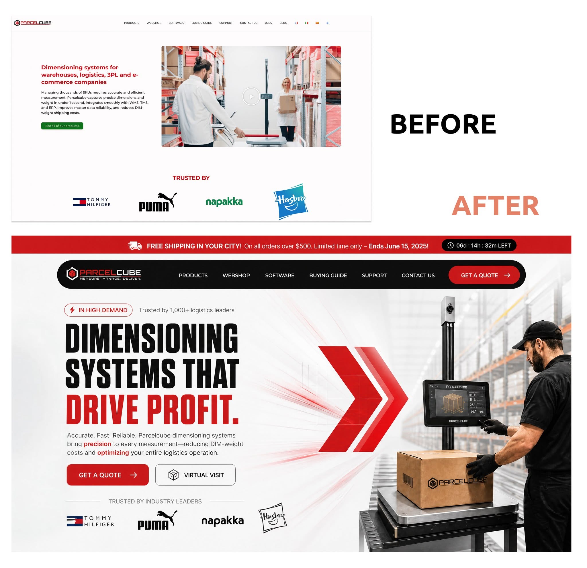 A logistics site before and after