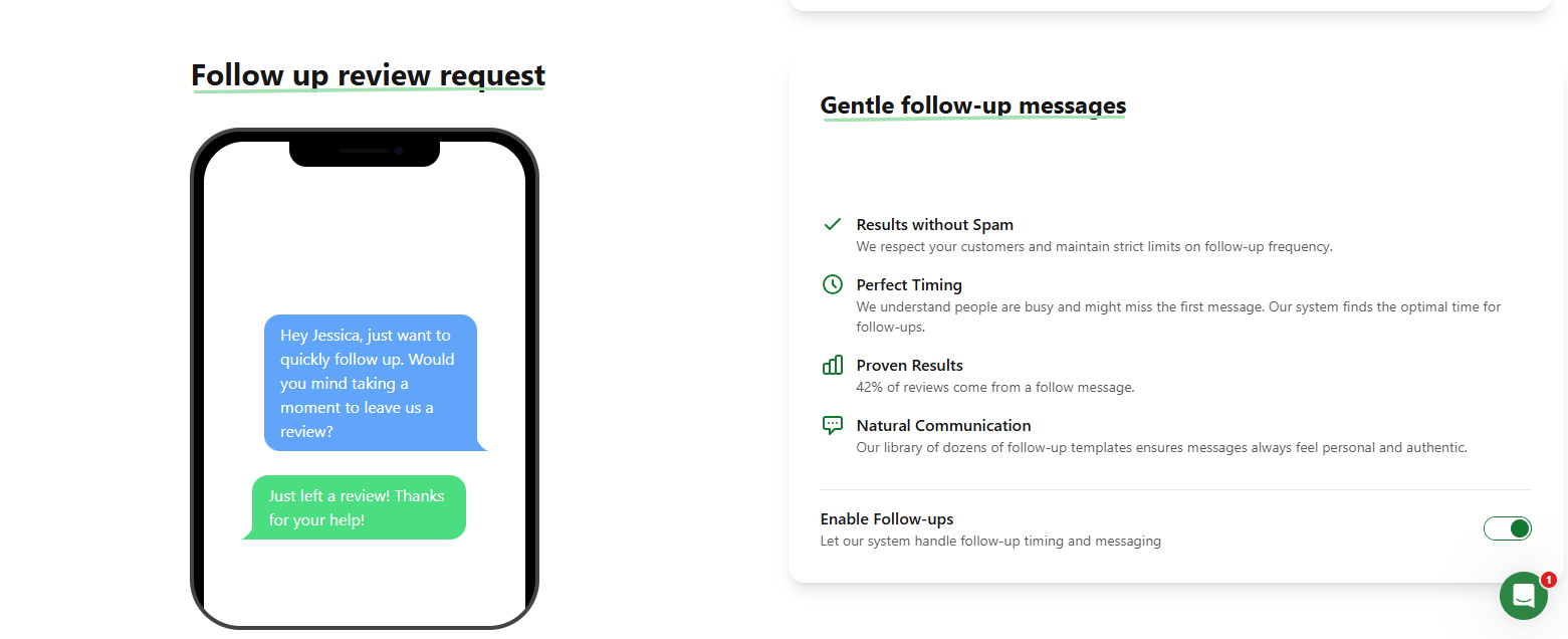 An automated follow up message